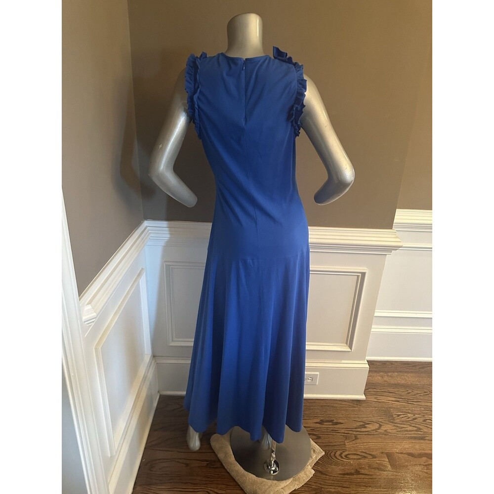 ULLA JOHNSON Jersey Maxi Blue Dress Ruffle Detail Sz M - Picture 5 of 5